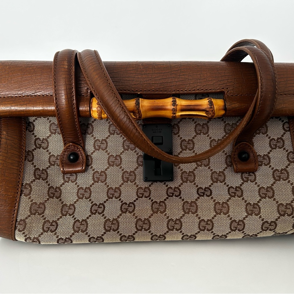 Gucci Brown and Tan Monogram Shoulder Bag